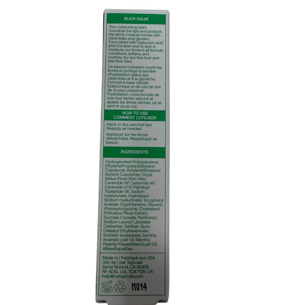 Topicals Slick Salve Mint Lip Balm 15ml  Hydrating Ceramides & Hyaluronic Acid - Picture 2 of 4